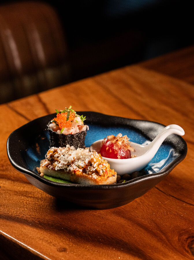 Chitose — tomato, Thai ponzu and bonito flake amuse