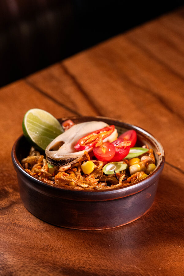 Somtum tod — crispy papaya salad with New Zealand mussel